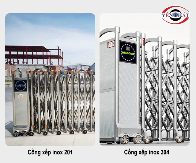  cổng xếp inox 201 và 304
