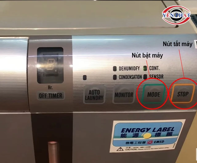 nút bật và tắt máy