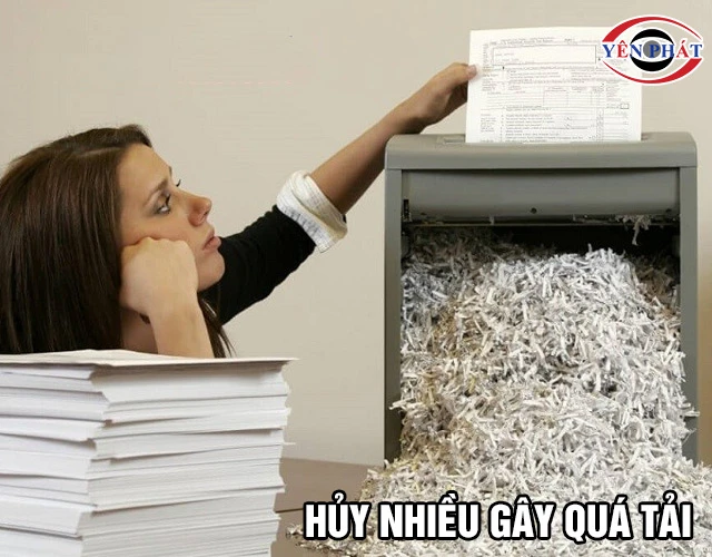 Máy hủy giấy không chạy do quá tải