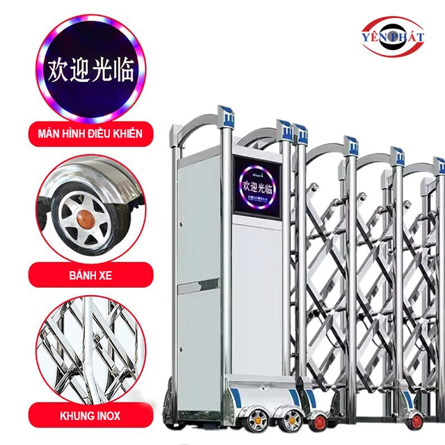 cấu tạo của cổng xếp inox chạy điện HI41