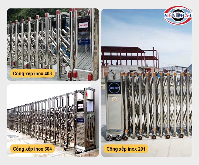 chất liệu cổng xếp inox