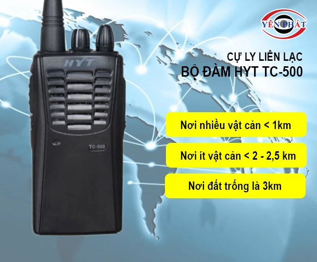 cự ly liên lạc của Bộ đàm HYT TC-500
