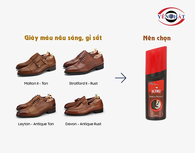 Những loại giày dùng xi đánh giày Kiwi nâu 75ml