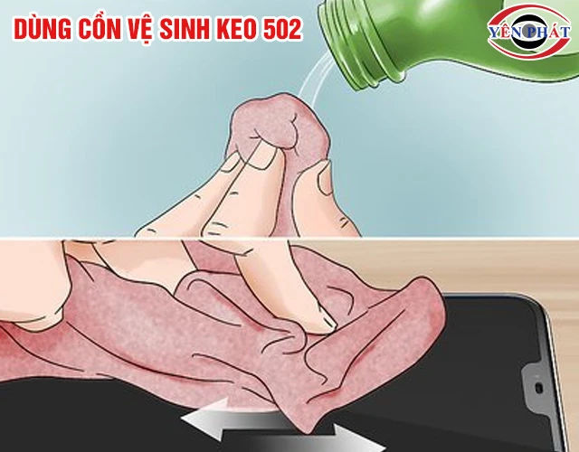Dùng cồn tẩy keo 502 trên màn hình điện thoại
