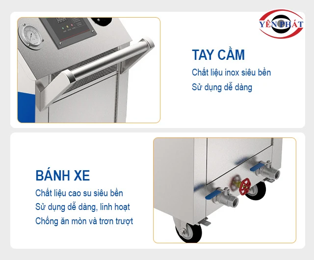 bánh xe và tay cầm
