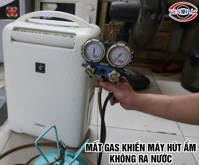 Máy hút ẩm không ra nước do mất gas