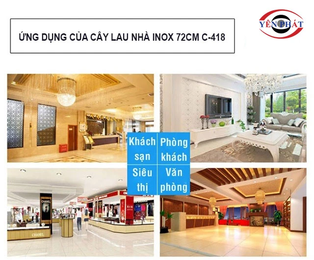 ứng dụng của Cây lau nhà inox 72cm C-418
