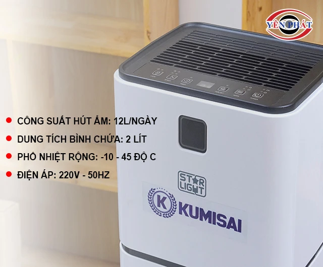 công suất hút ẩm của Máy hút ẩm Kumisai KMS 12A