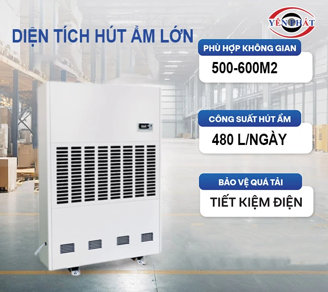 diện tích hút ẩm lớn