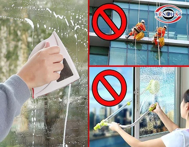 dụng cụ lau kính 2 mặt siêu an toàn