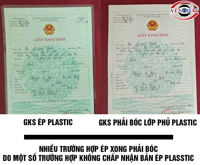 Có nên ép plastic cho giấy khai sinh 
