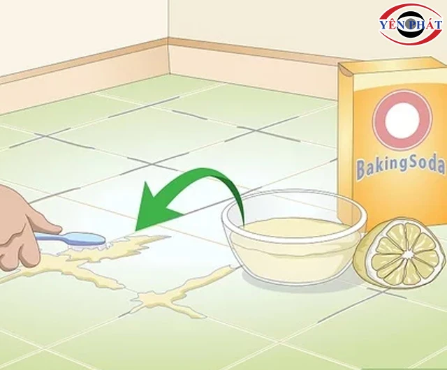 Cách tẩy nền gạch bị ố vàng bằng baking soda chanh