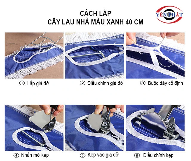 cách lắp cây lau nhà màu xanh 40 cm