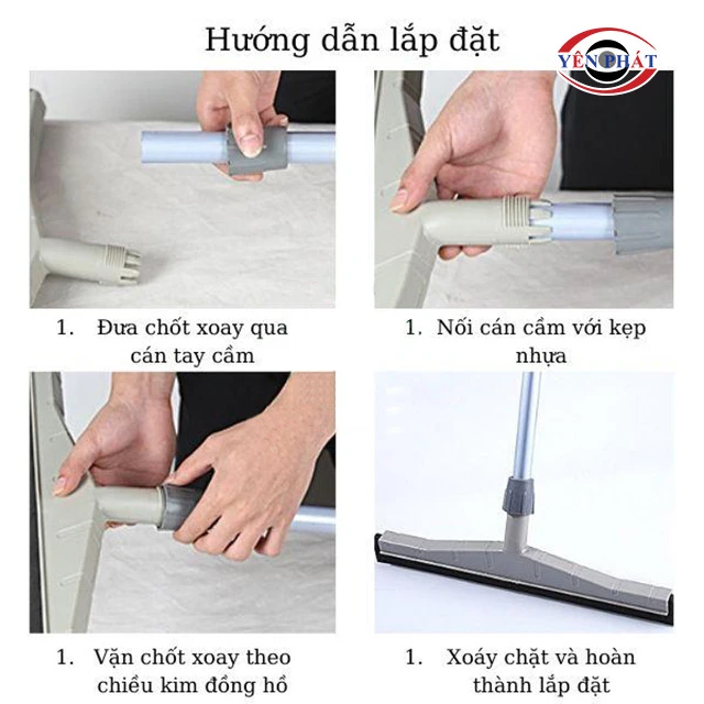 cách lắp Bộ cây gạt nước sàn nhà xốp cao su