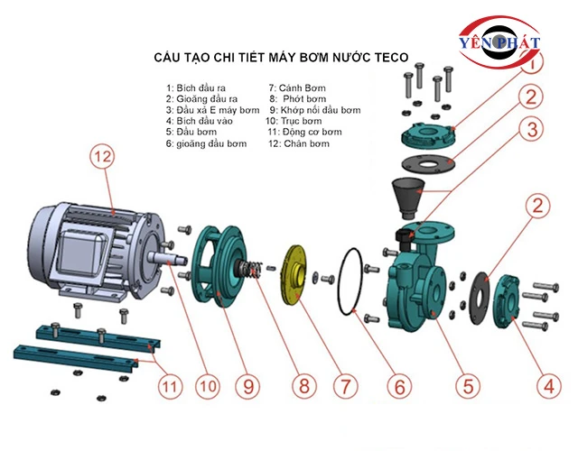 Cấu tạo máy bơm nước Teco