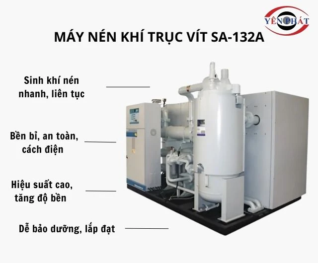 Máy nén khí trục vít SA-132A có nhiều ưu thế vượt trội