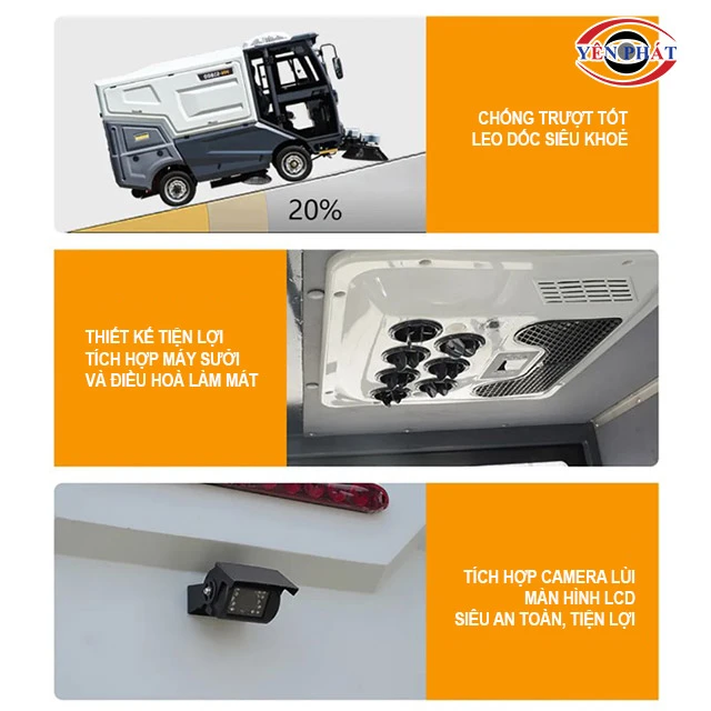 tiện ích của xe quét rác ngồi lái Kumisai KMS 480S