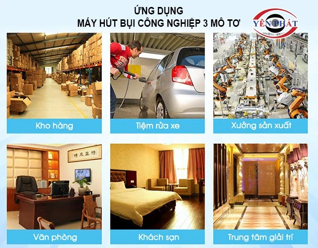 Ứng dụng của máy hút bụi công nghiệp 3 mô tơ