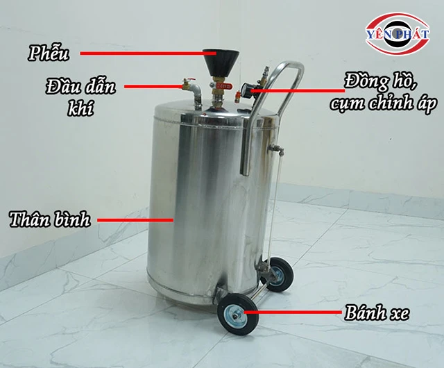 cấu tạo của bình bọt tuyết