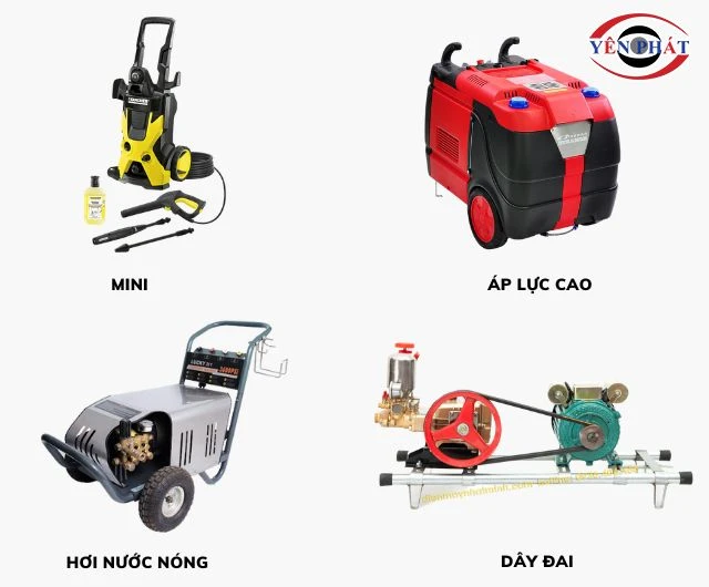 Có 4 loại máy rửa xe phổ biến
