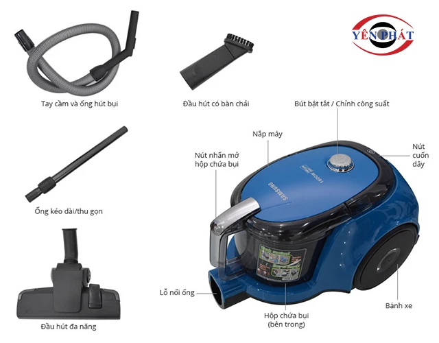 Cấu tạo của máy hút bụi Samsung