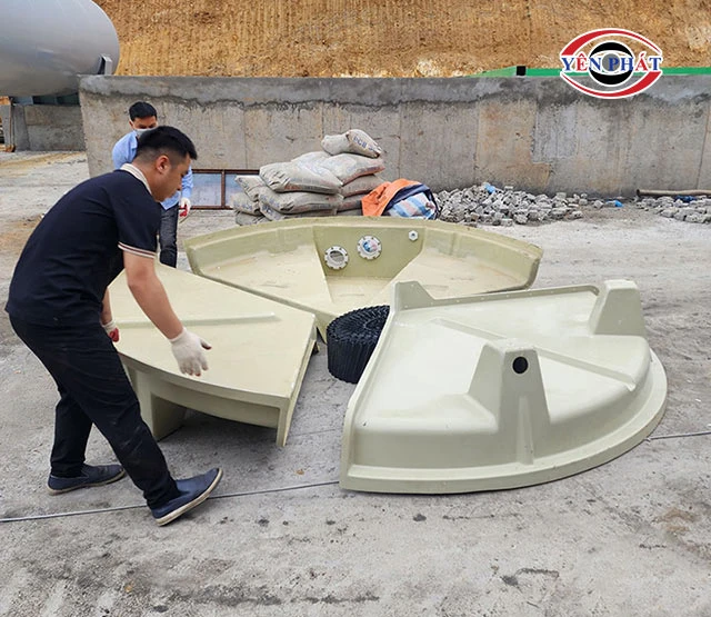 ráp đế bồn tháp giải nhiệt