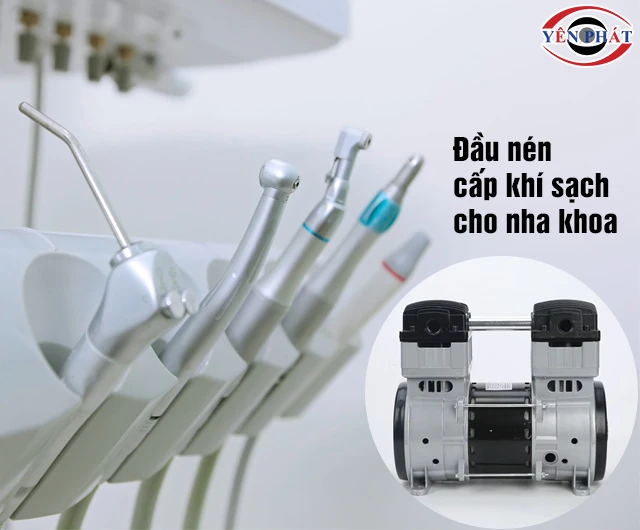 Đầu nén khí không dầu giảm âm Wing OF1100 cấp khí cho nha khoa