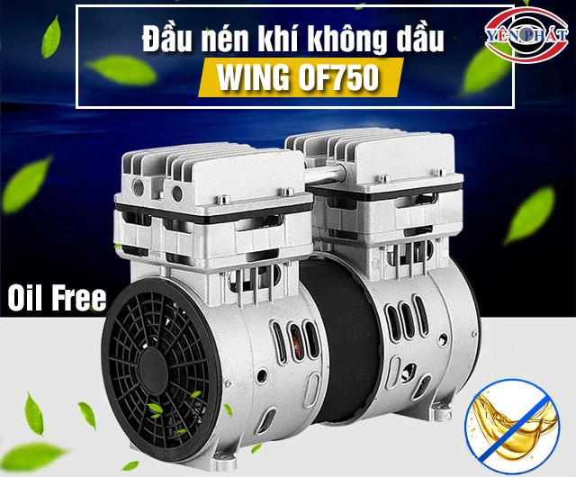 Đầu nén khí không dầu giảm âm Wing OF750 tạo khí sạch