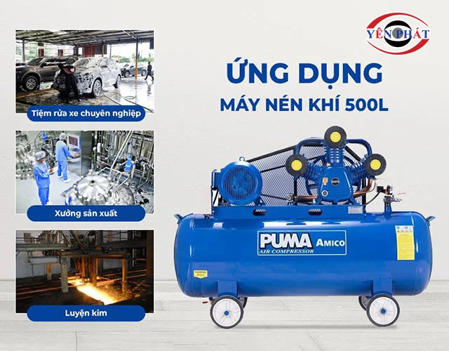 những nơi ứng dụng của máy nén khí 500 lít