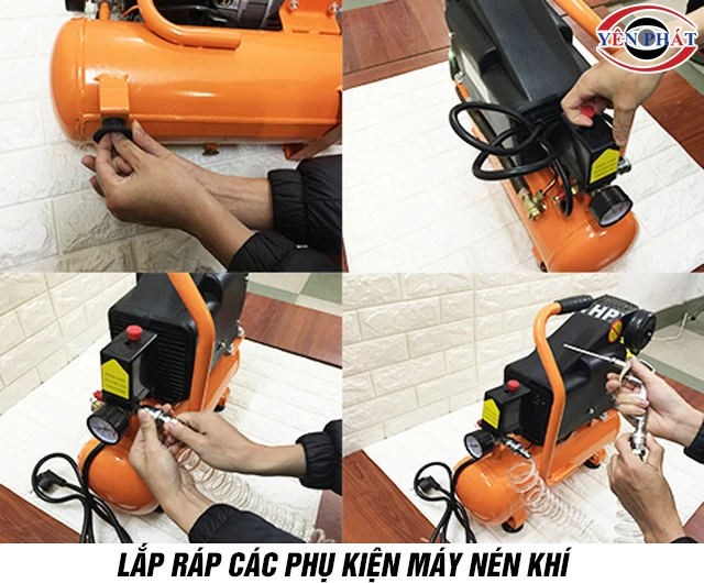 Lắp ráp các bộ phận máy nén khí mini