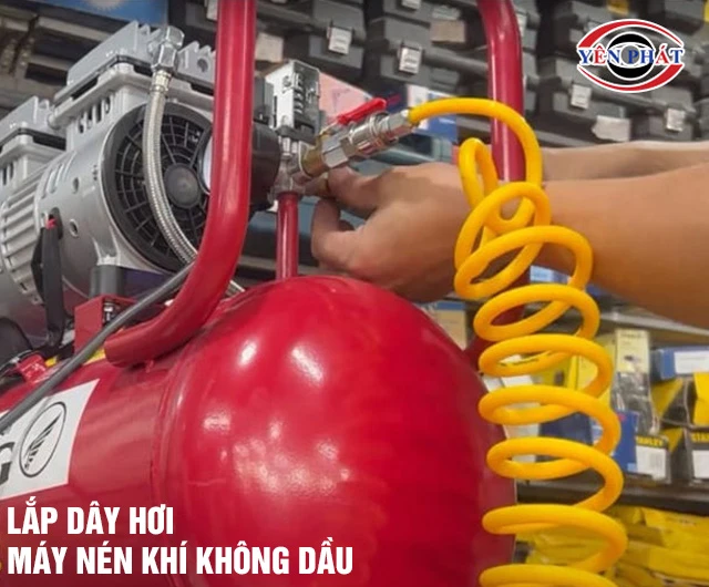 Hướng dẫn lắp dây hơi máy nén khí không dầu 