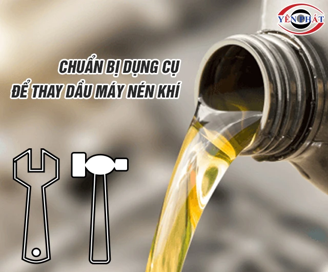Chuẩn bị thay dầu máy nén khí mini