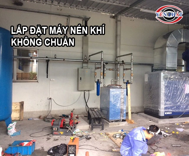 lắp đặt máy nén khí không chuẩn