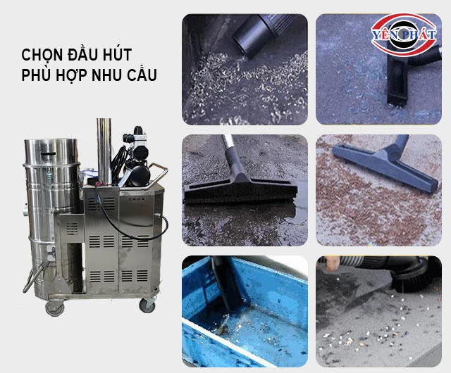sử dụng đầu hút máy hút bụi công nghiệp KMS 120 phù hợp