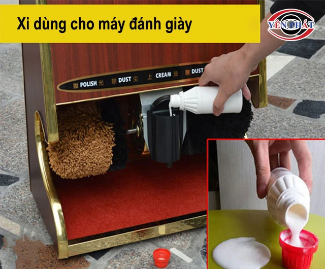 đổ xi vào máy đánh giày