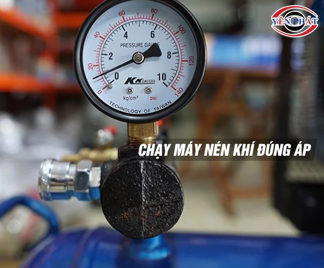 Chạy máy nén khí 300L đúng áp