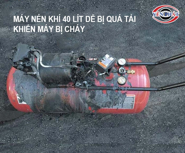 máy nén khí 40 lít bịi cháy nổ