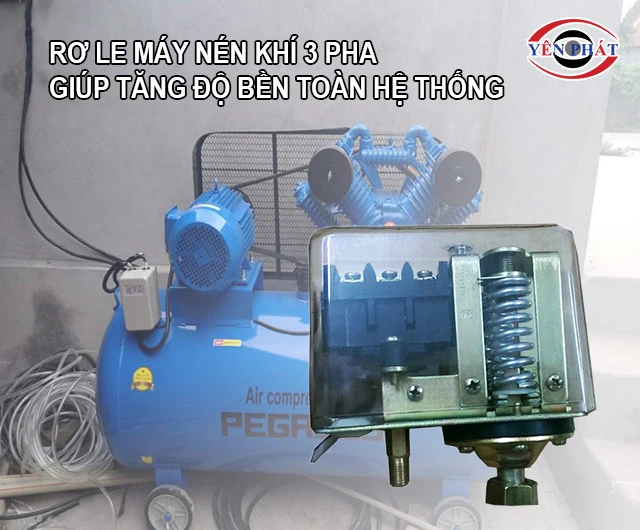 rơ le máy nén khí 3 pha giúp bảo vệ hệ thống máy nén khí
