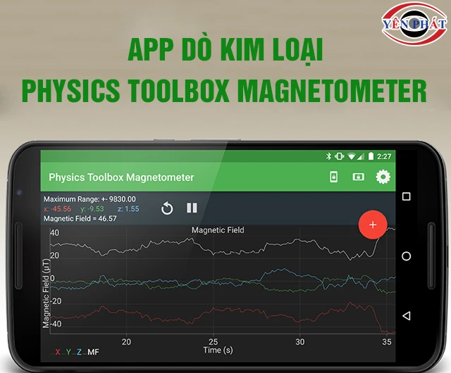 App dò kim loại Physics Toolbox Magnetometer