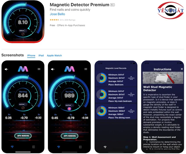 App dò kim loại Magnetic Detector 