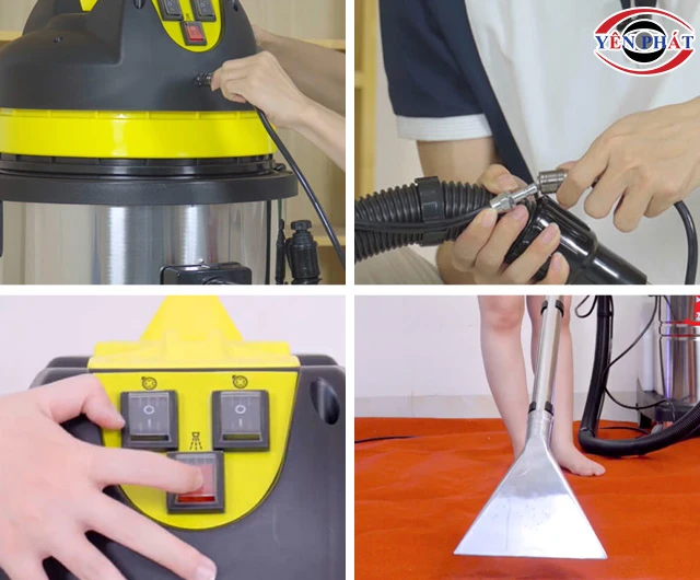 Cách dùng cần hút dành cho giặt thảm