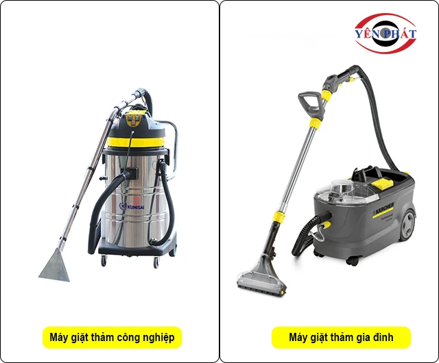 phân loại máy giặt thảm theo công suất