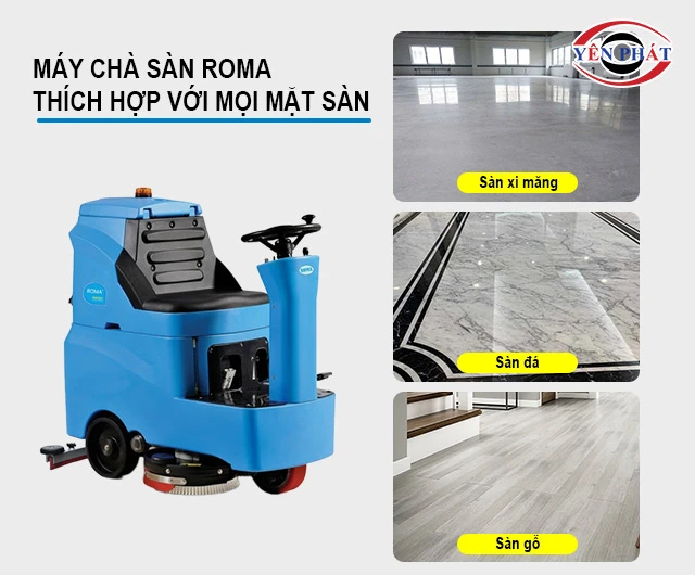 máy chà sàn Roma thích hợp với mọi mặt sàn
