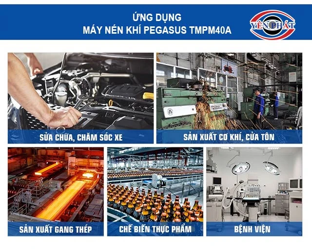ứng dụng của máy nén khí trục vít Pegasus TMPM40A