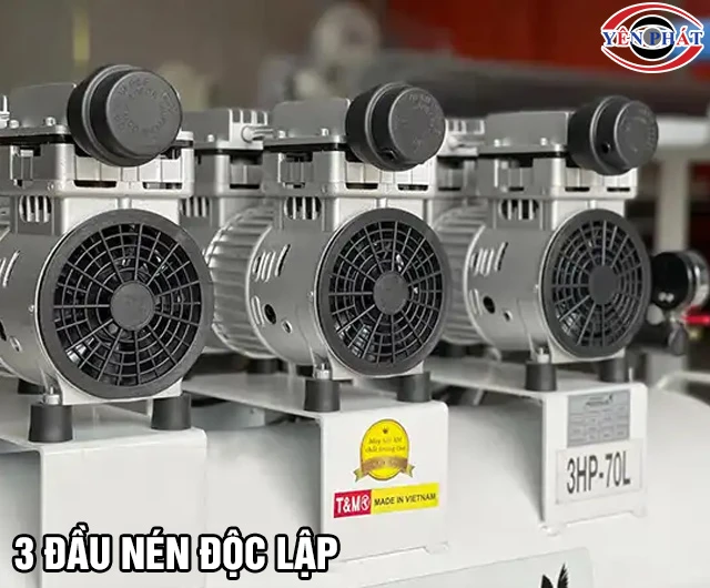 3 đầu nén máy nén khí không dầu Pegasus TM-OF750x3-70L
