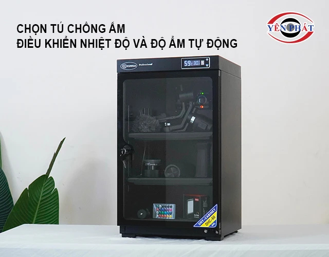 chọn tủ chống ẩm có nhiệt độ và độ ẩm tự động