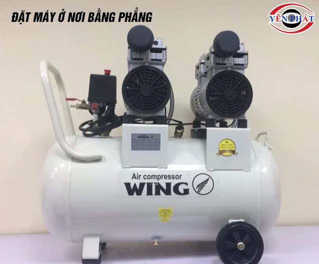 cách dùng máy nén khí mini không dầu giảm âm Wing TW-OF750X2-50