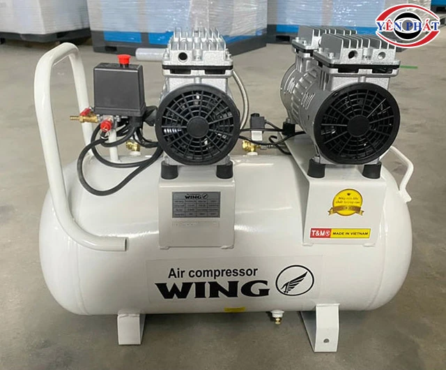 Máy nén khí mini không dầu giảm âm Wing TW-OF750X2-50 2 đầu nén