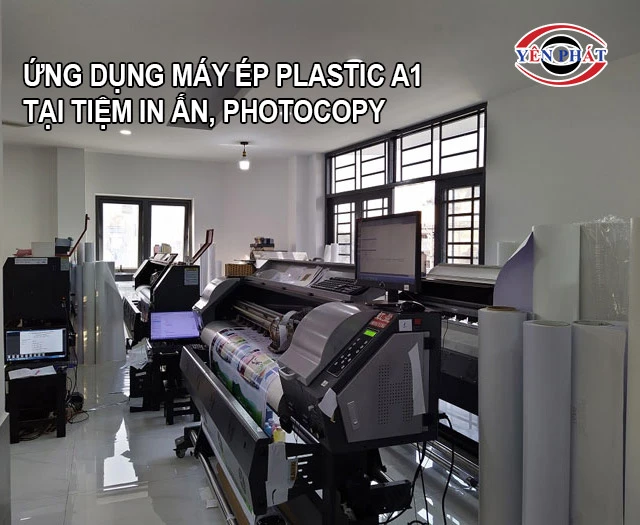 Ứng dụng máy ép plastic A1 tại tiệm in ấn