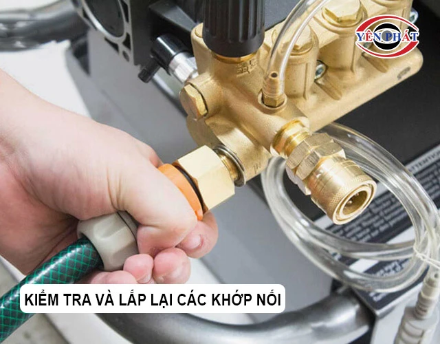 kiểm tra và vặn lại các khớp nối